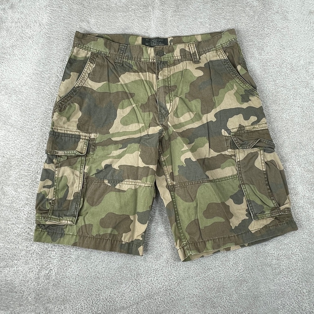 Old Navy Cargo Shorts Mens 34 Green Camo Y2K Baggy Surplus Military Utility